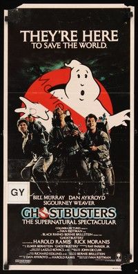 7e507 GHOSTBUSTERS Aust daybill '84 Bill Murray, Aykroyd & Harold Ramis are here to save the world
