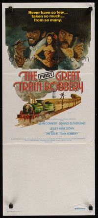 7e521 GREAT TRAIN ROBBERY Aust daybill '79 Connery, Sutherland & Lesley-Anne Down by Tom Jung!