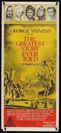 7e522 GREATEST STORY EVER TOLD Aust daybill '65 George Stevens, Max von Sydow as Jesus!