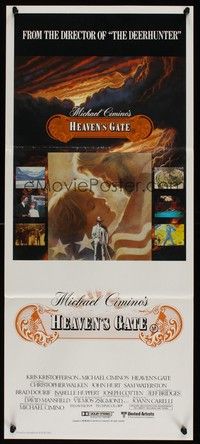 7e525 HEAVEN'S GATE Aust daybill '81 Tom Jung art of Kris Kristofferson & Isabelle Huppert!