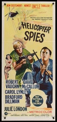 7e526 HELICOPTER SPIES Aust daybill '67 art of Robert Vaughn, David McCallum, The Man from UNCLE!