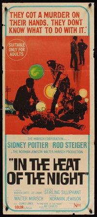 7e538 IN THE HEAT OF THE NIGHT Aust daybill '67 Sidney Poitier, Rod Steiger, Warren Oates!