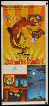 7e547 JACK & THE BEANSTALK Aust daybill '74 cool cartoon art of classic fairy tale!