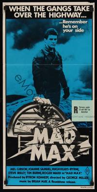 7e581 MAD MAX Aust daybill R81 cool image of wasteland cop Mel Gibson, George Miller, Australian!