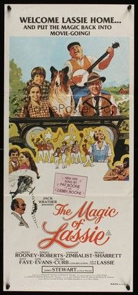 7e583 MAGIC OF LASSIE Aust daybill '78 Mickey Rooney, famous Collie, great family artwork!