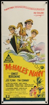 7e592 McHALE'S NAVY Aust daybill '64 great artwork of Ernest Borgnine & Tim Conway!
