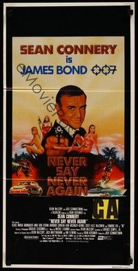 7e608 NEVER SAY NEVER AGAIN Aust daybill '83 art of Sean Connery as James Bond 007 by R. Obrero!