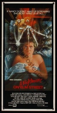 7e614 NIGHTMARE ON ELM STREET Aust daybill '84 Wes Craven classic, Matthew Peak horror art!