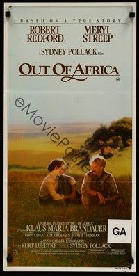 7e630 OUT OF AFRICA Aust daybill '85 Robert Redford & Meryl Streep, directed by Sydney Pollack!
