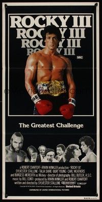 7e669 ROCKY III Aust daybill '82 boxer & director Sylvester Stallone w/gloves & belt!