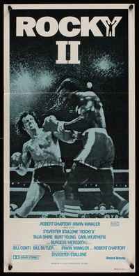 7e668 ROCKY II Aust daybill R80s Sylvester Stallone & Carl Weathers fight in ring, boxing sequel!