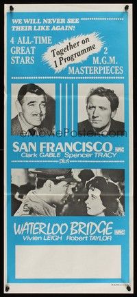 7e676 SAN FRANCISCO/WATERLOO BRIDGE Aust daybill '70s Clark Gable, Spencer Tracy, Vivien Leigh!