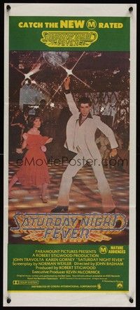 7e677 SATURDAY NIGHT FEVER M rated Aust daybill '77 best image of disco dancer John Travolta!