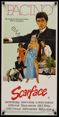 7e678 SCARFACE Aust daybill '83 different art of Al Pacino as Tony Montana, Michelle Pfeiffer!