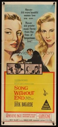 7e702 SONG WITHOUT END Aust daybill '60 Dirk Bogarde as Franz Liszt, Genevieve Page, Capucine!