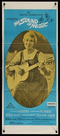 7e703 SOUND OF MUSIC Aust daybill '65 classic, great image of Julie Andrews playing guitar!