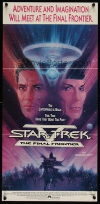 7e708 STAR TREK V Aust daybill '89 The Final Frontier, William Shatner & Leonard Nimoy by Peak!