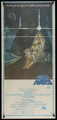 7e709 STAR WARS style A Aust daybill '77 George Lucas classic sci-fi epic, great art by Tom Jung!