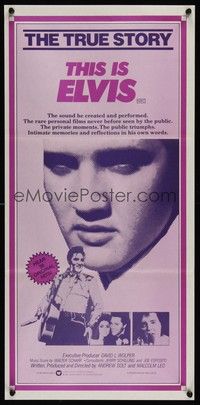 7e730 THIS IS ELVIS Aust daybill '81 Elvis Presley rock 'n' roll biography, portrait of The King!