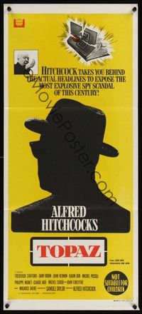 7e735 TOPAZ Aust daybill '69 Alfred Hitchcock, John Forsythe, most explosive spy scandal!