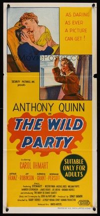 7e759 WILD PARTY Aust daybill '56 Anthony Quinn, it's the new sin that is sweeping America!