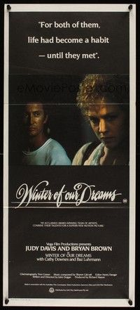 7e760 WINTER OF OUR DREAMS Aust daybill '81 Bryan Brown helps drug-addicted prostitute Judy Davis!