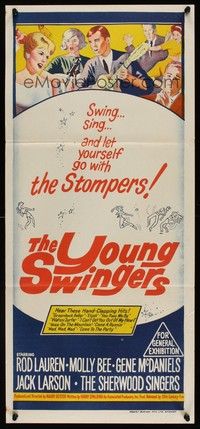 7e769 YOUNG SWINGERS Aust daybill '63 it's a real hot Hootenanny with a bundle of young swingers!