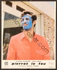 7e955 PIERROT LE FOU French LC '65 Jean-Luc Godard, blue painted Jean-Paul Belmondo!
