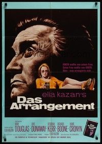 7e073 ARRANGEMENT German '70 Rehak art of Kirk Douglas & Faye Dunaway, from Elia Kazan's novel!