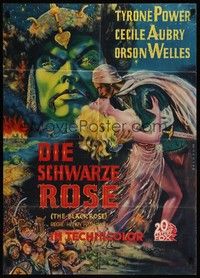 7e091 BLACK ROSE German '51 totally different Bolman artwork of Tyrone Power, Orson Welles!