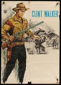 7e120 CLINT WALKER stock German '60s great Rolf Goetze artwork of Clint with rifle!