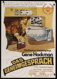 7e124 CONVERSATION German '74 Peltzer art of Gene Hackman, Francis Ford Coppola!