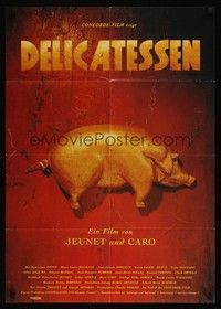7e136 DELICATESSEN German '91 Jean-Pierre Jeunet & Marc Caro, image of golden pig!