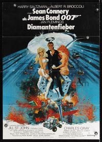 7e140 DIAMONDS ARE FOREVER German '71 art of Sean Connery as James Bond by Robert McGinnis!