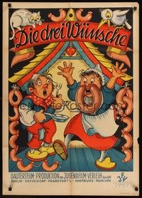 7e141 DIE DREI WUNSCHE German '67 Gunter Ratz, wacky Hongesherg art of sausages & people!