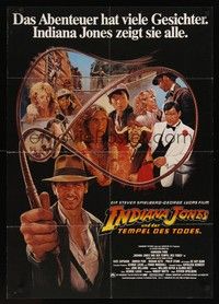 7e196 INDIANA JONES & THE TEMPLE OF DOOM German '84 different art of Harrison Ford by Reynolds!