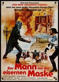 7e239 MAN IN THE IRON MASK German '76 Richard Chamberlain, artwork of masked fencer!