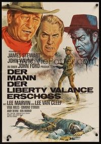 7e242 MAN WHO SHOT LIBERTY VALANCE German R67 John Wayne & James Stewart together, Dill art!