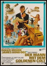 7e243 MAN WITH THE GOLDEN GUN German '74 art of Roger Moore as James Bond by Robert McGinnis!