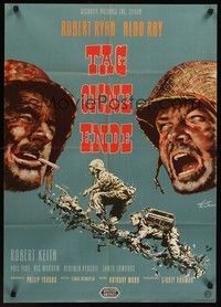 7e249 MEN IN WAR German '57 cool Goetze art of Robert Ryan & Aldo Ray fighting in Korea!