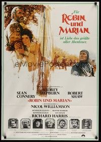 7e286 ROBIN & MARIAN German '76 art of Sean Connery & Audrey Hepburn by Drew Struzan!