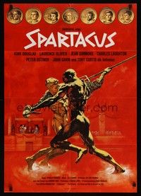 7e310 SPARTACUS German R70s classic Stanley Kubrick & Kirk Douglas epic, cool gladiator artwork!