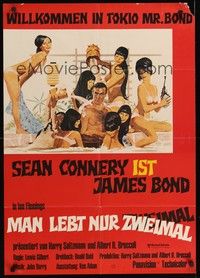 7e348 YOU ONLY LIVE TWICE German R70s art of Sean Connery as Bond w/sexy girls by Robert McGinnis!