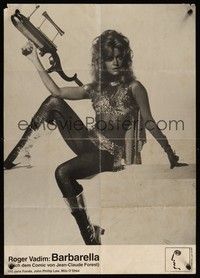 7e007 BARBARELLA German 16x23 R70s great image of sexy sci-fi Jane Fonda!