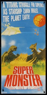 7e361 SUPER MONSTER New Zealand daybill '80 Japanese sci-fi, Gamera vs. giant space ship!