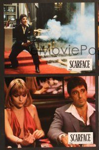 7e965 SCARFACE 12 French LCs '83 Al Pacino as Tony Montana, Michelle Pfeiffer, Brian De Palma!