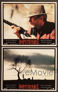 7e986 UNFORGIVEN 8 French LCs '92 great images of gunslinger Clint Eastwood, Gene Hackman!