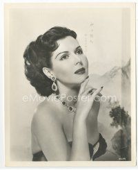 7f046 ANN MILLER deluxe 8x10 still '40s close portait in low-cut dress with lots of jewelry!