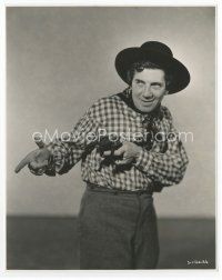7f094 CHICO MARX deluxe 7.5x9.5 still '40 great standing portrait pointing wacky gun from Go West!