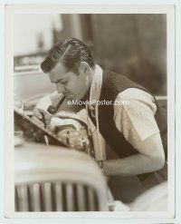 7f101 CLARK GABLE deluxe 8x10 still '36 great close image smoking pipe & fixing car by C.S. Bull!